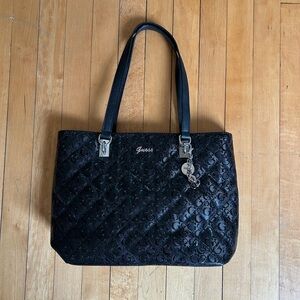 Guess Black Embossed Tote Bag